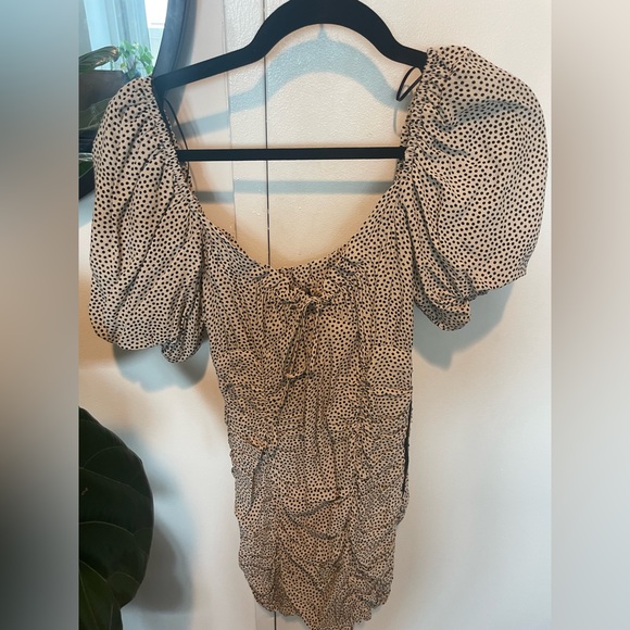 Zara Ruched Polka Dot Dress - Picture 2 of 5